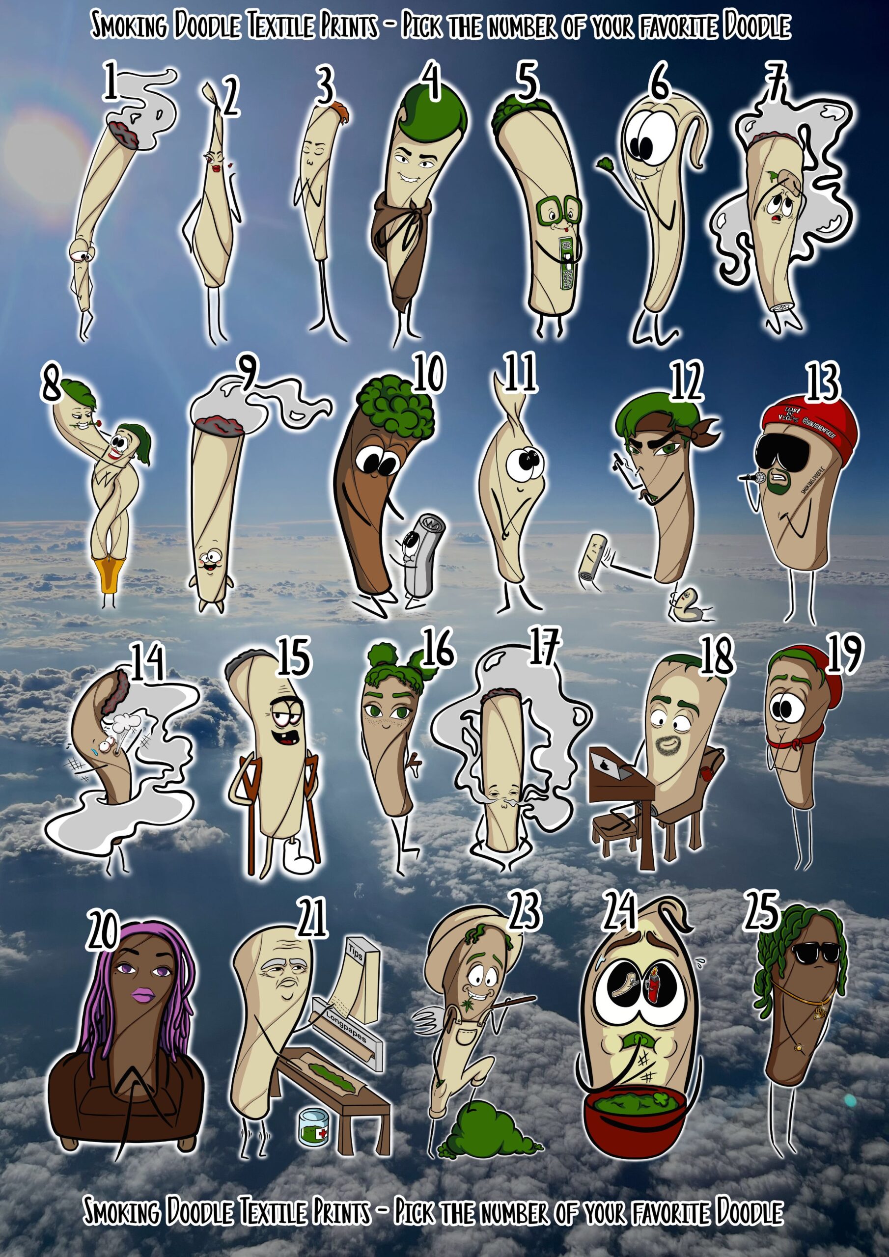 Smoking Doodle Shirt Prints, Textil Aufbügler