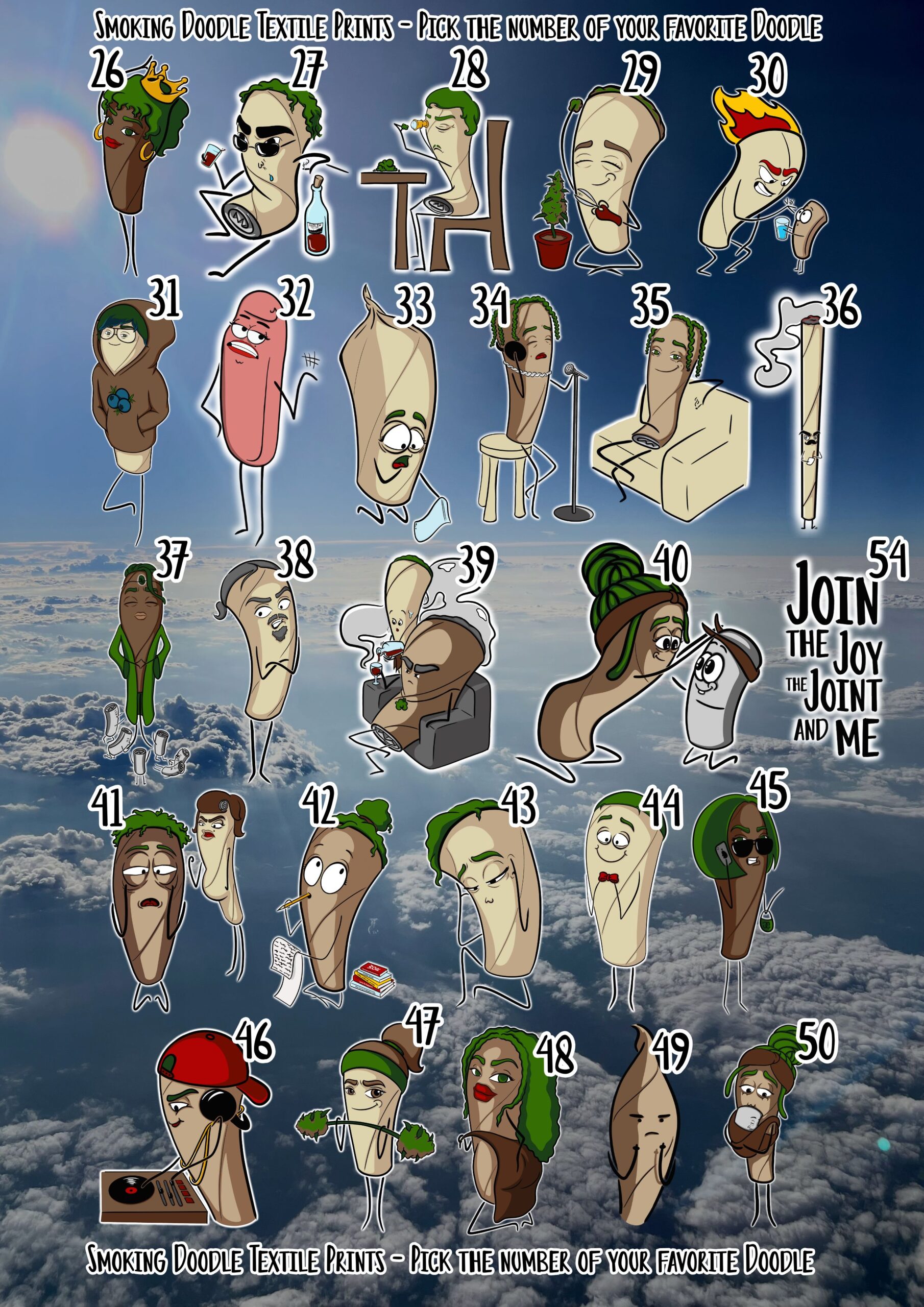 Smoking Doodle Shirt Prints, Textil Aufbügler